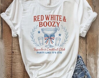 Social Club Red White and Boozy Tequila & Cocktail club| Fourth of July patriotic Memorial Day, Red White and Blue digital download