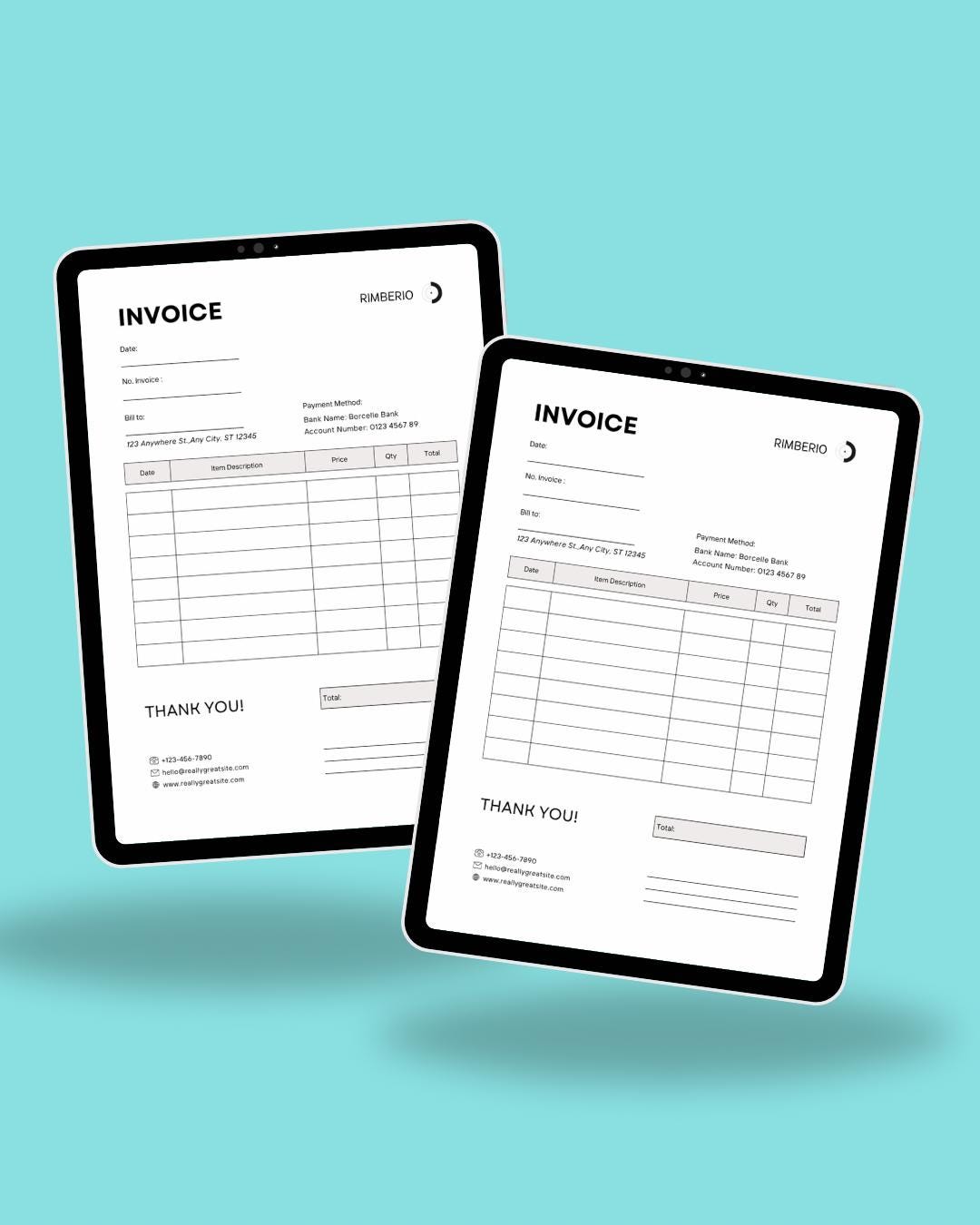 Invoice Template Editable Small Business Custom Order Form Printable ...