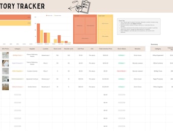Inventory tracker spreadsheet small business inventory template Canva and Excel inventory management Log List Order Tracker
