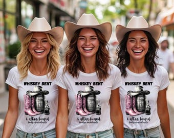 Whiskey bent & Altar bound/ Veil bound bachelorette, Country Nashville Bachelorette Party PNG/SVG Design for Bride/ Bridal Party T-Shirts