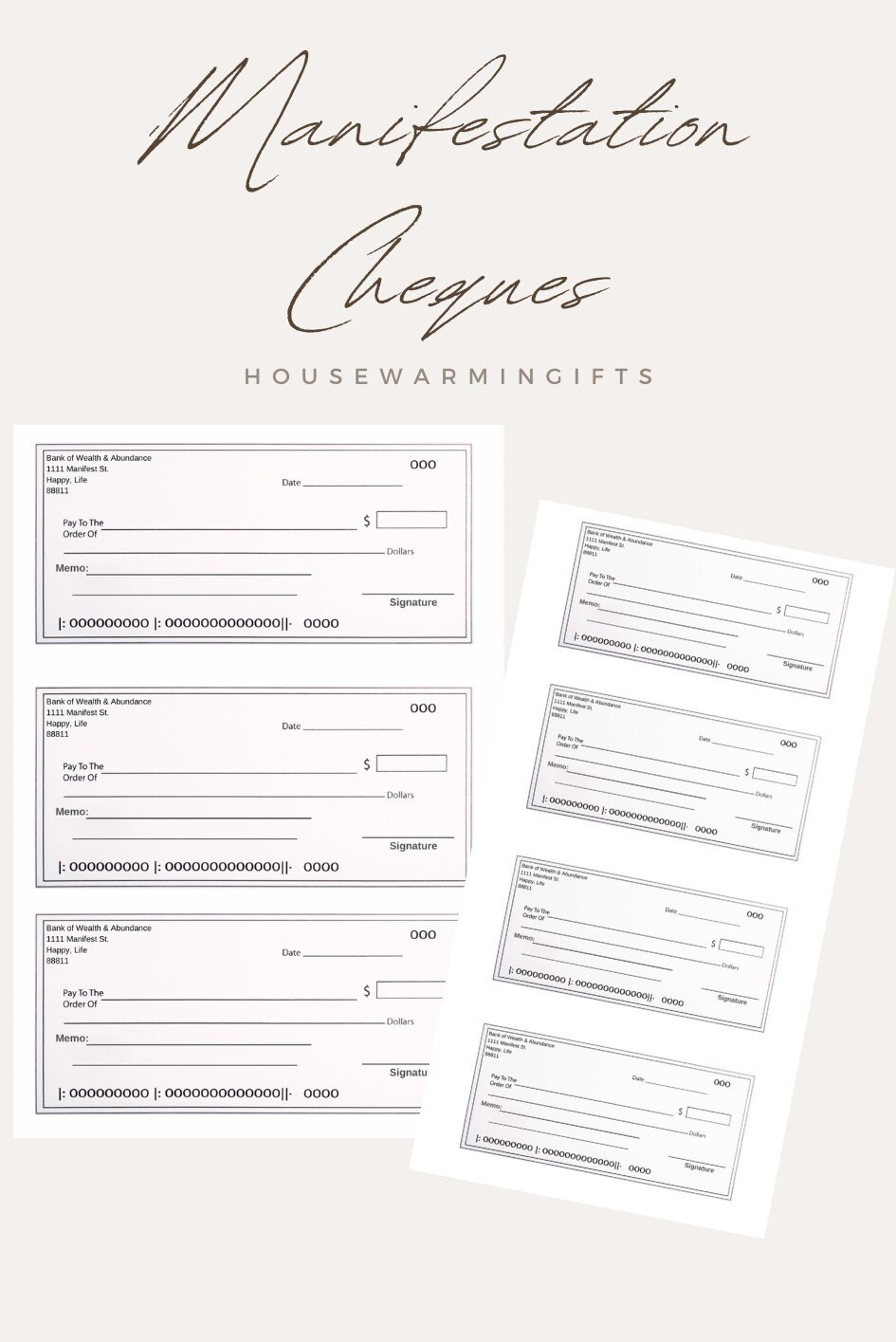 Manifestation Cheques, Manifestation Checks, Printable Manifestation ...
