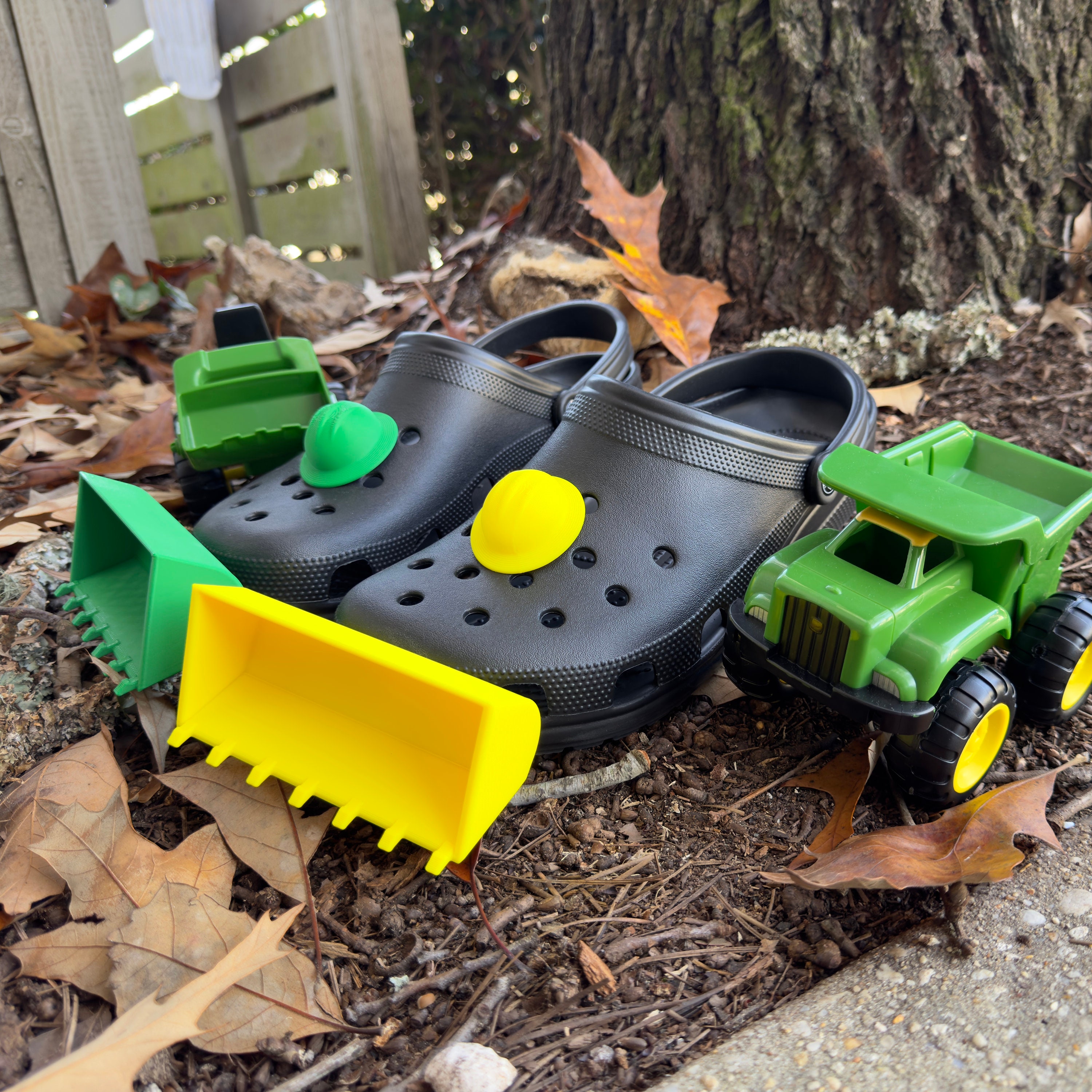 Bulldozer Croc Attachments Men 2 Pack Tractor Accessory for Croc Excavator  Croc Bucket Boys Work Shoes Meme Funny Gift for Husband 