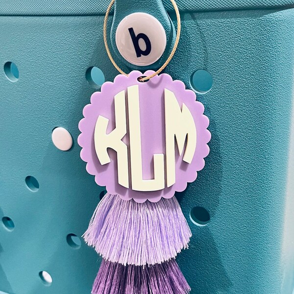 3” 3D Monogram Bag Tag | Beach Bag Accessory | Personalized Acrylic Tag | Custom Initial Backpack Charm | Keychain Name Tag