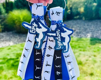 Gymnastics Bag Tag with optional Ribbon Tassel | Gym Bag Accessory | Personalized Acrylic Tag | Custom Name Backpack Charm