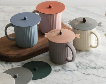 2pcs Personalized Silicone Cup Lid: Minimalist Anti-Dust Mug Cover, Ships from Korea