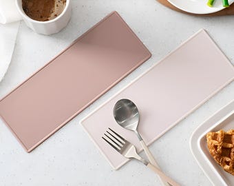Personalized Silicone Placemat: Long Rectangle, Custom Logo Print, Heat-Resistant