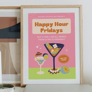 Cocktail Print | Digital Download | Happy Hour | Retro | Printable