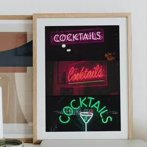 Cocktails Print | Digital Art | Printable Download | Neon | Aesthetic