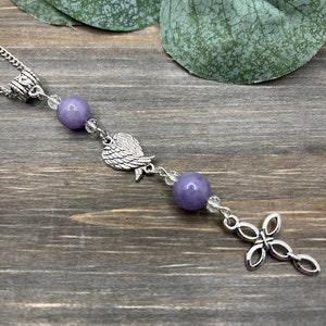 Angelite Car Charm: Angel Wings Cross Suncatcher - Spiritual Gift
