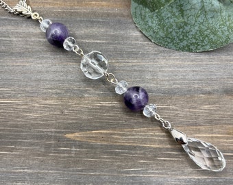 Amethyst Sun Catcher Rearview Mirror Car Charm, Car Decor, BOHO, Car Accessory, New car gift