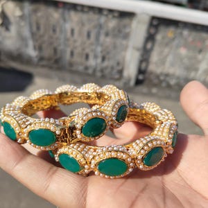 kundan Bangles/Gold Pacheli/Indian Bangles/Indian kada/openable bangle/Rajwadi Kundan kada/Indian wedding jewelry /pakistani kada/bracelet