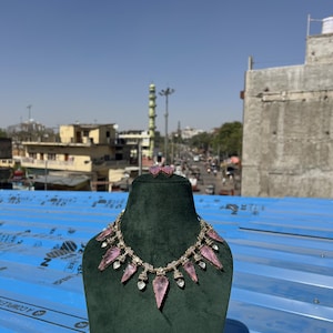Premium quality dual tone Doublet Stones Uncut Moissanite Polki Kundan Wedding Jewelry Necklace Set Sabyasachi inspired