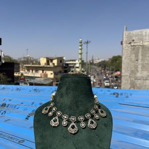 Premium quality dual tone Doublet Stones Uncut Moissanite Polki Kundan Wedding Jewelry Necklace Set Sabyasachi inspired