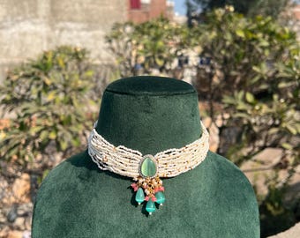 Kundan Bridal Necklace Set: Pakistani Indian Wedding Jewelry