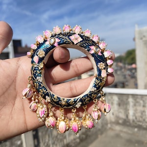 kundan Bangles/Gold Pacheli/Indian Bangles/Indian kada/openable bangle/Rajwadi Kundan kada/Indian wedding jewelry /pakistani kada/bracelet