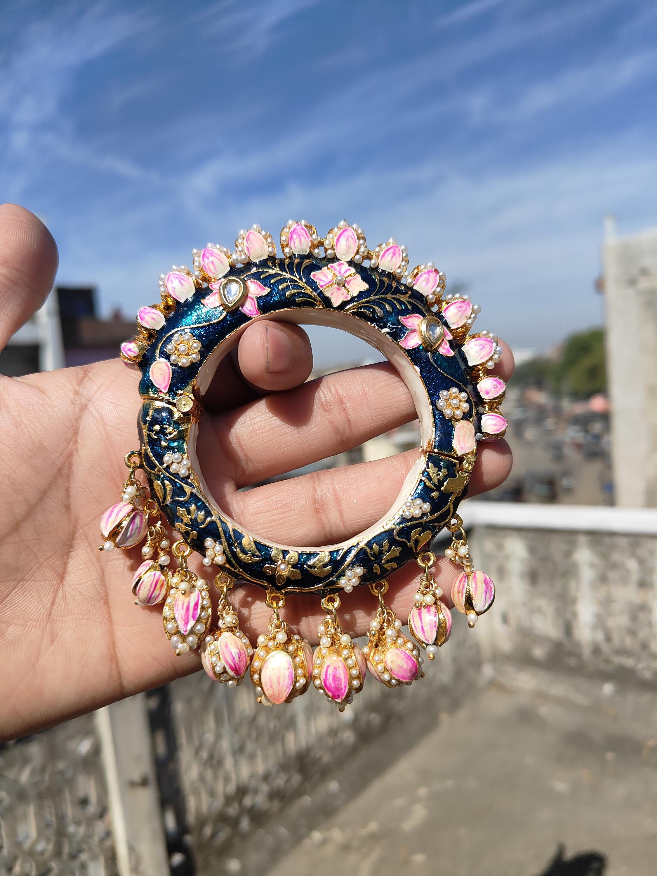 kundan Bangles/Gold Pacheli/Indian Bangles/Indian kada/openable bangle/Rajwadi Kundan kada/Indian wedding jewelry /pakistani kada/bracelet