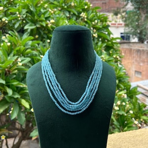 Sky Blue Beaded Necklace: Adjustable Unisex Tribal Jewelry