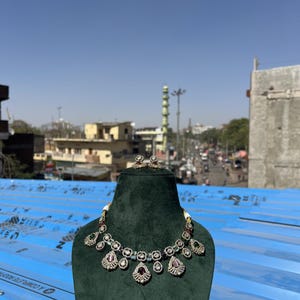 Premium quality dual tone Doublet Stones Uncut Moissanite Polki Kundan Wedding Jewelry Necklace Set Sabyasachi inspired