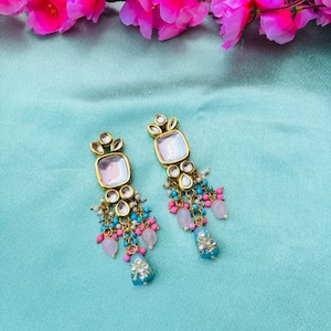 Pendientes Kundan Chandbali hechos a mano / Joyería de boda india