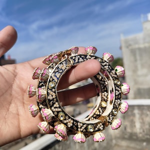 kundan Bangles/Gold Pacheli/Indian Bangles/Indian kada/openable bangle/Rajwadi Kundan kada/Indian wedding jewelry /pakistani kada/bracelet