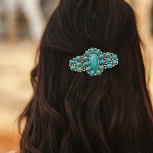 Turquoise Stone Hair Clip - Etsy display picture 1