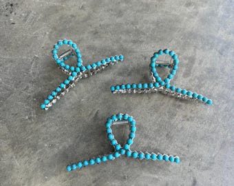 Turquoise Studded Claw Hair Clip
