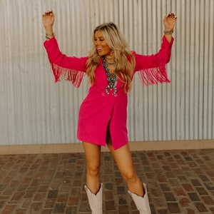 Fringe Rodeo Blazer Dress - Pink