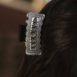 Silver-Tone Floral Concho Hair Barrette - Women\'s Accessory Flower Silver Hair Barrettes for Women for sale | eBay main image 3