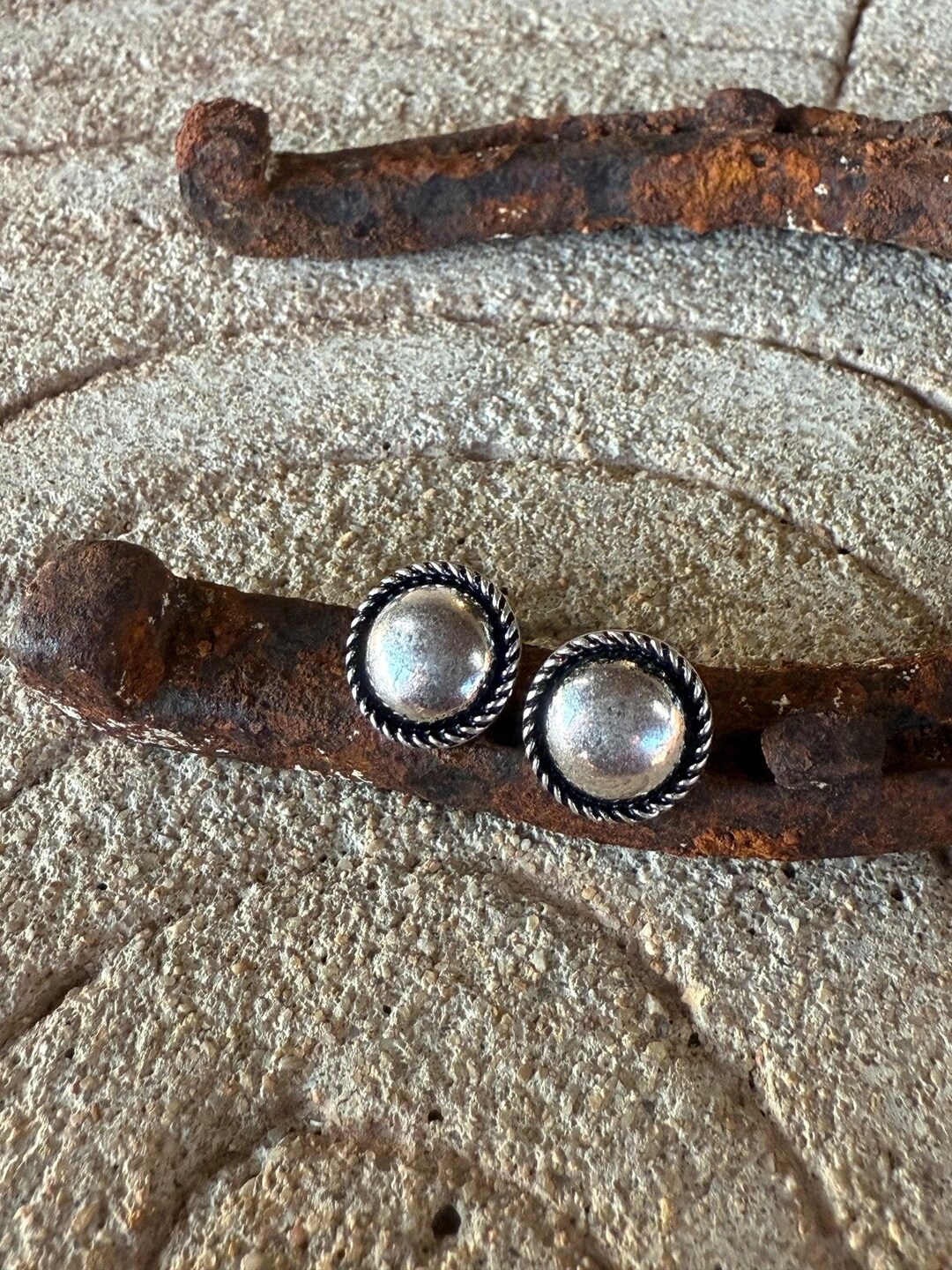 Silver Rope Edge Silver Rope Edge Stud Earrings - Etsy