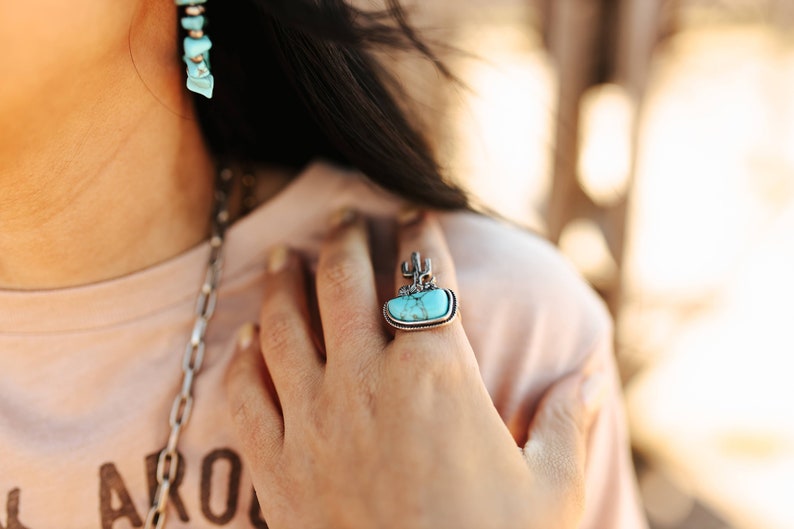 Cactus Turquoise Cuff Ring