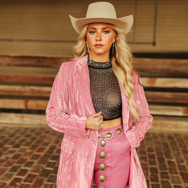 Crushed Velvet Bubble Gum Pink Blazer