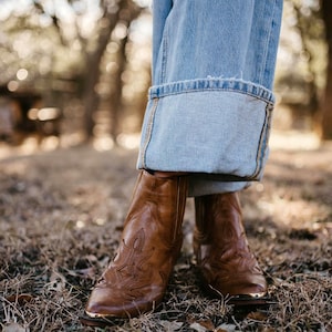 Whiskey Leather Cowgirl Booties