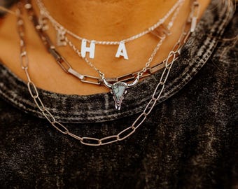 Turquoise Stone Steer Necklace