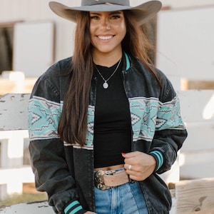 Aztec Turquoise Bomber Jacket