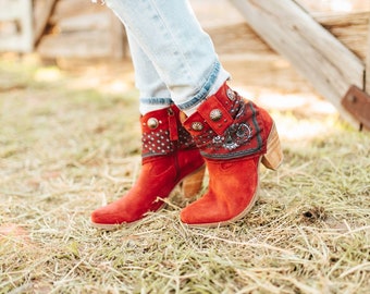 Dingo Red Bandana Western Booties