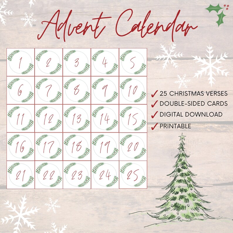 SCRIPTURE ADVENT CALENDAR Printable Cards - Etsy
