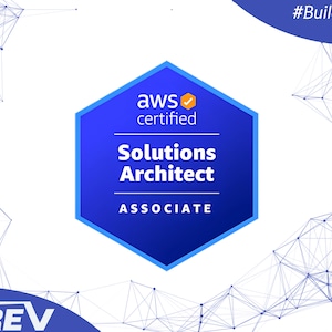 Peut inclure: Un badge de certification hexagonal bleu avec le texte "aws certified Solutions Architect ASSOCIATE" et une icône de coche. L'arrière-plan est blanc avec un motif géométrique bleu et blanc. Le texte "#Build Your Digital Future." est dans le coin supérieur droit.