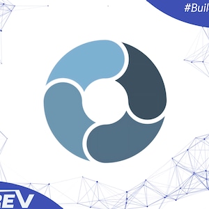 May include: A blue and gray circular logo with four sections, each shaped like a curved leaf. The logo is on a white background with a blue and white geometric pattern in the background. The text "#Build Your Digital Future." is in the upper right corner of the image.
