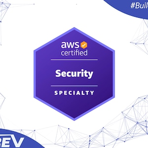 May include: A purple hexagonal badge with the text "aws certified" and "Security SPECIALTY" on a white background with a blue and white geometric pattern. The text "#Build Your Digital Future." is in the upper right corner.