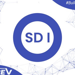 Könnte beinhalten: Ein blauer Kreis mit den Buchstaben "SDI" in Weiß vor einem weißen Hintergrund mit einem blauen und weißen geometrischen Muster im Hintergrund. Der Text "#Build Your Digital Future." befindet sich in der oberen rechten Ecke.