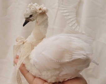 Miniature Swan,Wool Stem Swan for 1/6 Bjd doll like Blythe/Yosd/Ob11//Jenny/Momoko doll,Dollhouse Decoration DIY Dollhouse