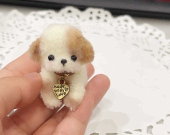 Bonecas em miniatura em escala 1/6, cachorro de estimação em miniatura com haste de lã para boneca Ob11 1/6 BJD como boneca Blythe, decoração de casa de bonecas, casa de bonecas DIY