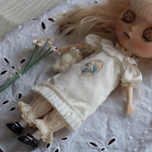 Silk Hand Embroidery Neo Blythe Doll Clothes ob24 ob22 Azone,1/6 Bjd Doll Clothes,Blythe Top,Blythe Skirt,Blythe Pants