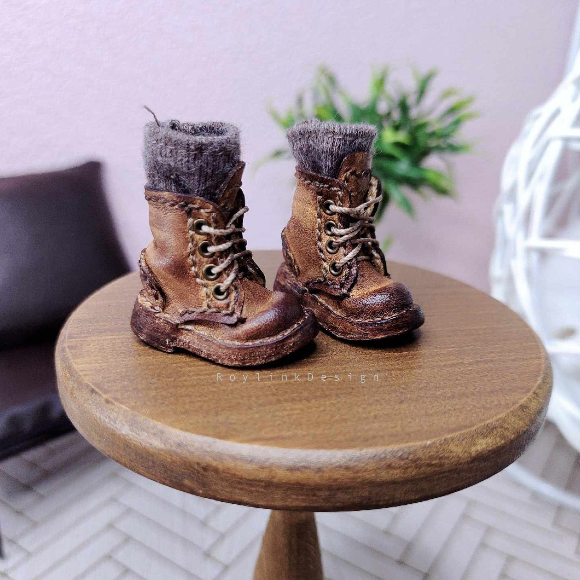 Vintage Style Doll Leather Boots: Handmade Blythe/Azone Shoes