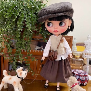 Blouse+vest+skirt+white socks Neo Blythe Doll Clothes ob24 ob22 Azone,1/6 Bjd Doll Clothes,Blythe Top,Blythe Skirt,Blythe Pants
