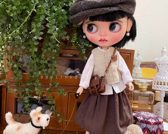 Blythe Doll Clothes, Vest Skirt Set, OB24 Azone 1/6 BJD Doll
