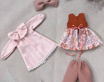 Floral Doll Clothes Set, 1/6 BJD, Blythe, Azone, OB24/OB22