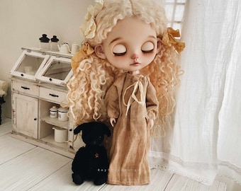 Długa sukienka w stylu vintage dla lalki Blythe: OB24, ubrania Azone 1/6 BJD