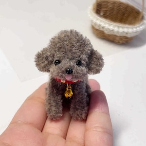 Miniature Grey Teddy Dog Pet,Mini Wool Stem Dog for Ob11  1/6 Bjd doll like Blythe/Yosd/Ob11//Jenny/Momoko doll