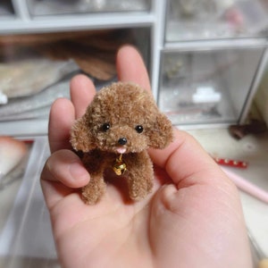 Miniature Coffee Dog Pet,Mini Wool Stem Dog for Ob11 1/6 Bjd doll like Blythe/Yosd/Ob11/Jenny/Momoko doll,Dollhouse Decoration,DIY Dollhouse